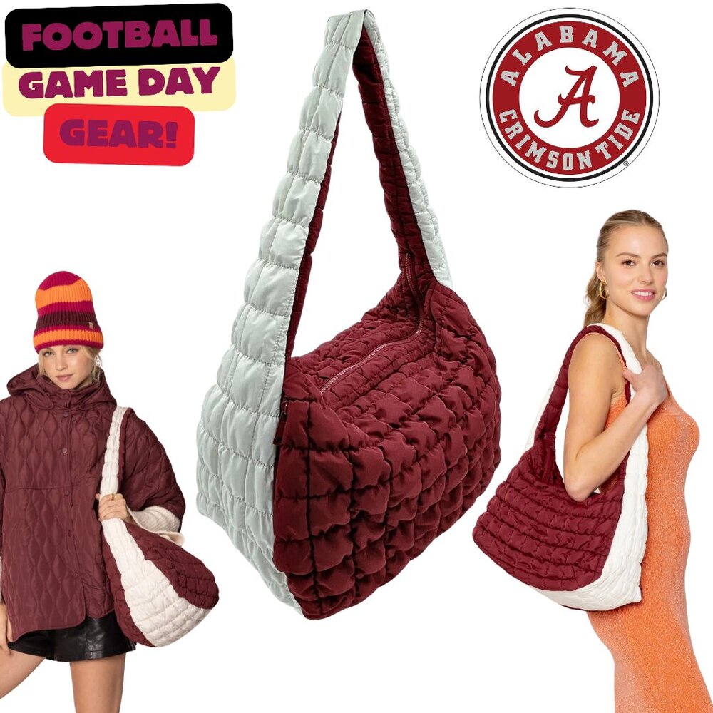 ALABAMA ROLL TIDE Game Day Quilted Puffer Shoulder / Crossbody Bag Cloud Bag